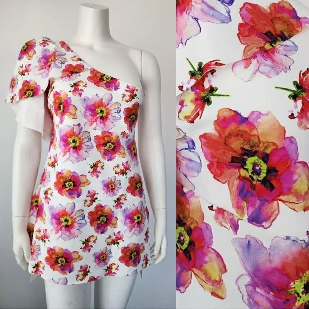 Autre Marque Chiara Boni Mini White Dress Floral Top Size M